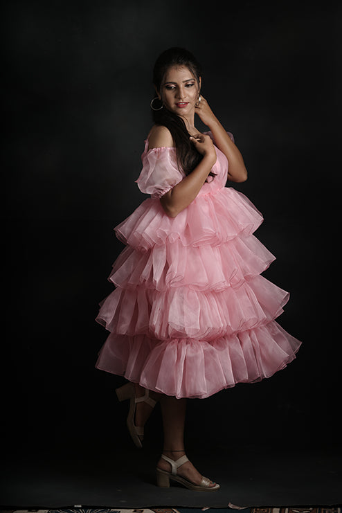 Pink Colour Short Gown