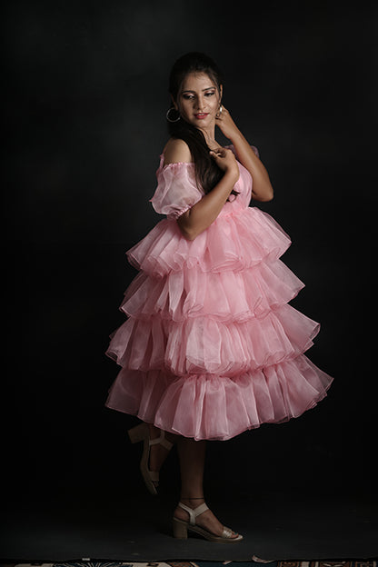 Pink Colour Short Gown