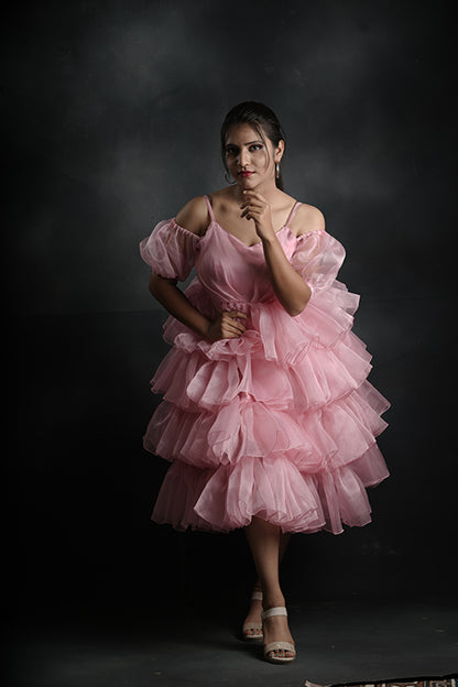 Pink Colour Short Gown