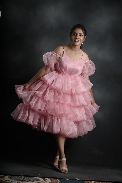 Pink Colour Short Gown