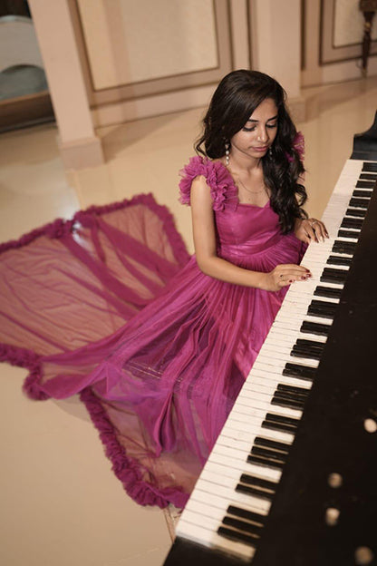 Pree Wedding Long Tail Gown Pink Colour