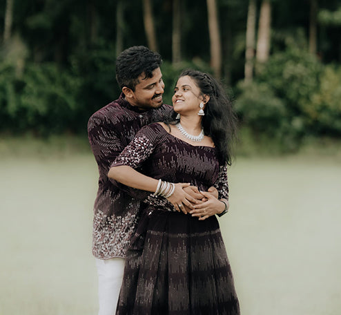 Couple Outfit Premium Purple Lehenga and Prince Coat