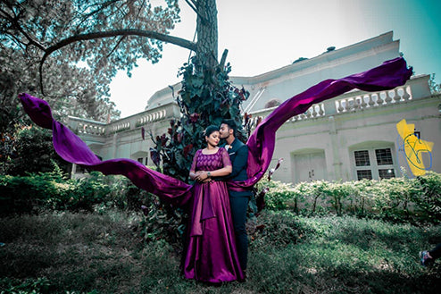 Pree Wedding Wine Colour Long Gown