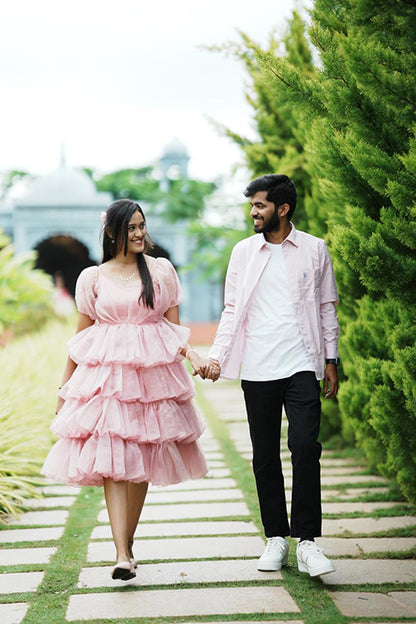 Pink Colour Short Gown