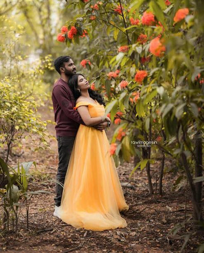 Pre Weeding And Maternity Yellow Ball Gown
