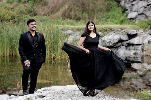 Pree Wedding Long Tail Gown Black