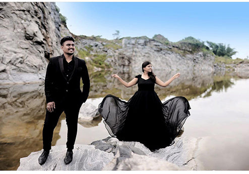 Pree Wedding Long Tail Gown Black