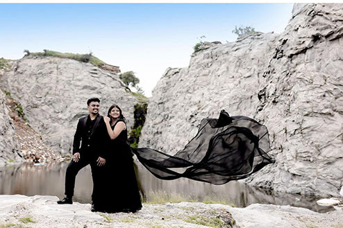 Pree Wedding Long Tail Gown Black