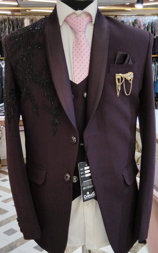 Men Suit Wine Colour