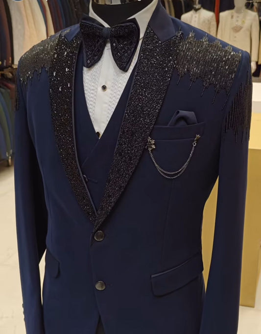 Men Wedding Suit Navy Blue