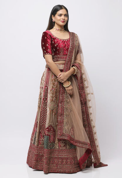 Bridal Wedding Lehengga Meroon And Malty Colour