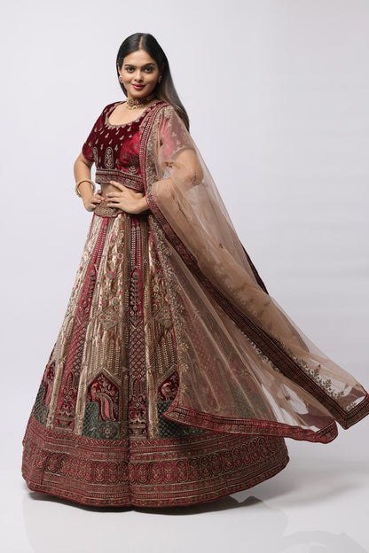 Bridal Wedding Lehengga Meroon And Malty Colour